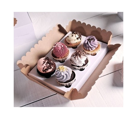 Box for 6 cupcakes with clear lid