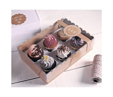 Box for 6 cupcakes with clear lid