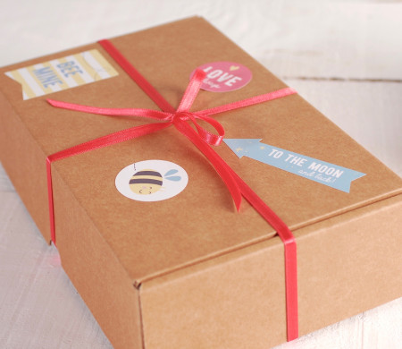 Cute Box with Stickers for Presents Cute Box with Stickers for Presents