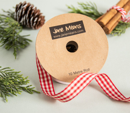 Red and White Gingham grosgrain ribbon