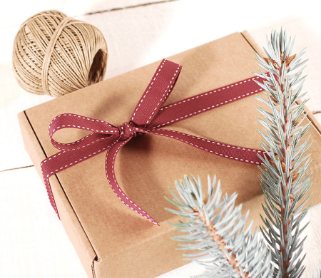 Red stitched ribbon