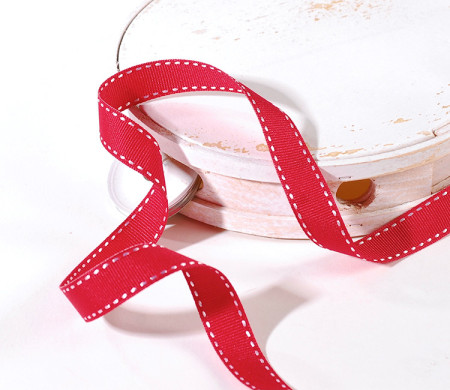 Red stitched ribbon