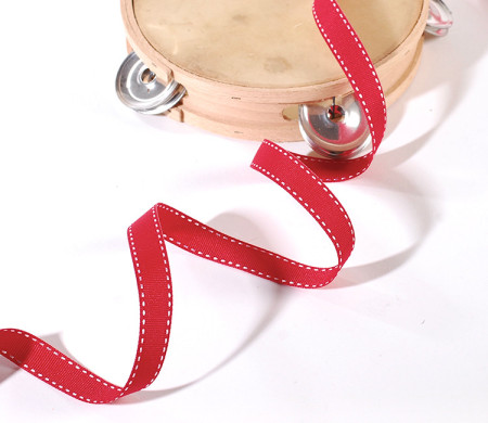 Red stitched ribbon