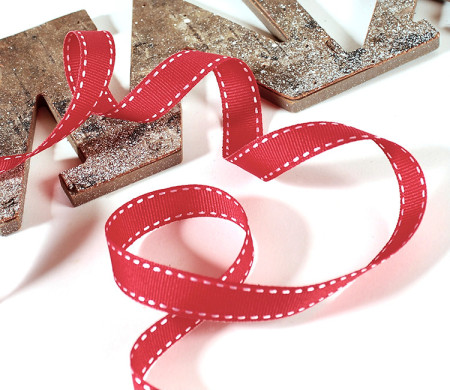 Red stitched ribbon