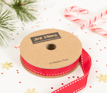 Red stitched ribbon