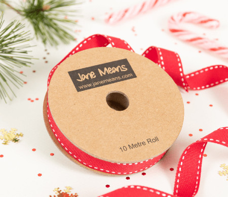 Red stitched ribbon