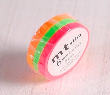 3 washi tape rolls Neon