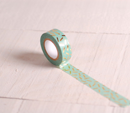 Mint-coloured washi tape with gold confetti