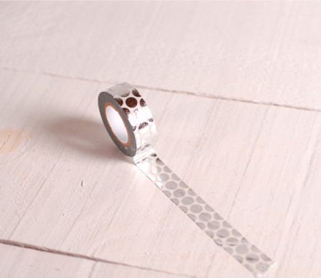 Washi tape with silver polka dots