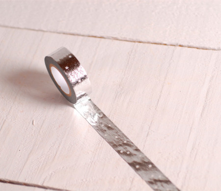 Silver washi tape with white stars