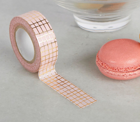 Pink washi tape with gold checks