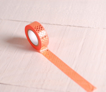 Coral washi tape with gold triangles