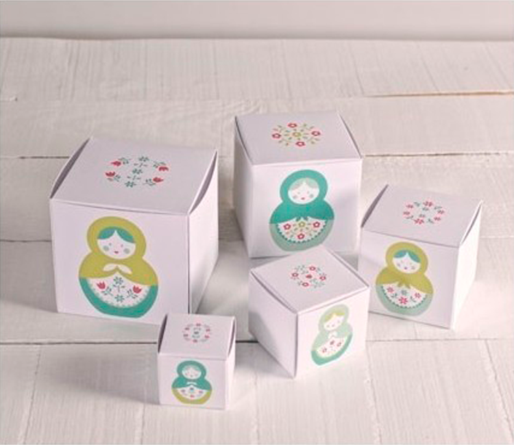 Printed boxes. Matryoshka dolls Printed boxes. Matryoshka dolls