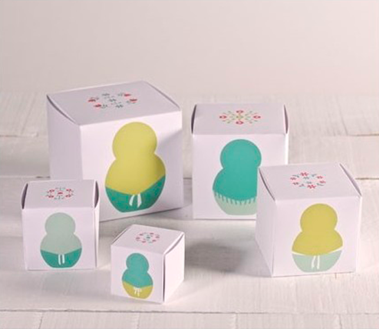 Printed boxes. Matryoshka dolls Printed boxes. Matryoshka dolls