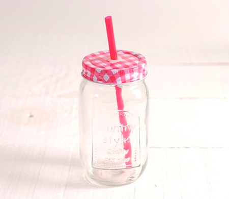 400 ml Glasgefäß mit Strohhalm