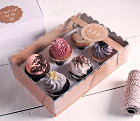 Box for 6 cupcakes with clear lid Box for 6 cupcakes with clear lid