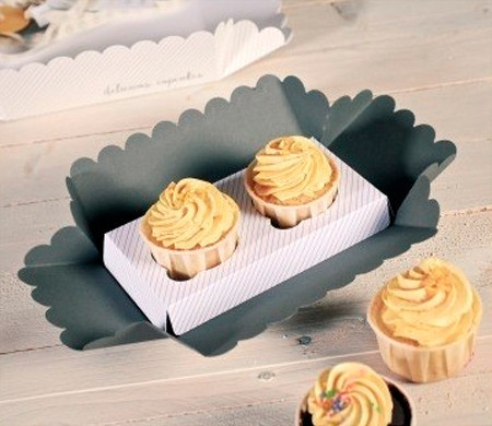 Small box for 2 cupcakes with clear lid Small box for 2 cupcakes with clear lid