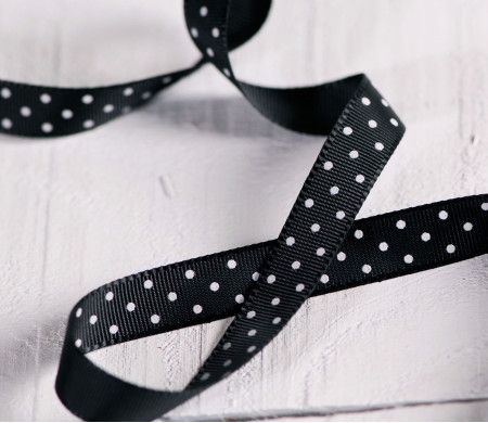 Black and White spotty Grosgrain ribbon
