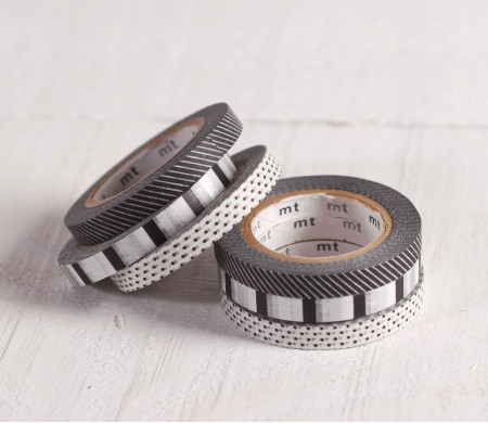 3 Washi tapes printed in black and white