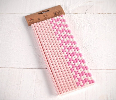 Pink Printed Paper Straws