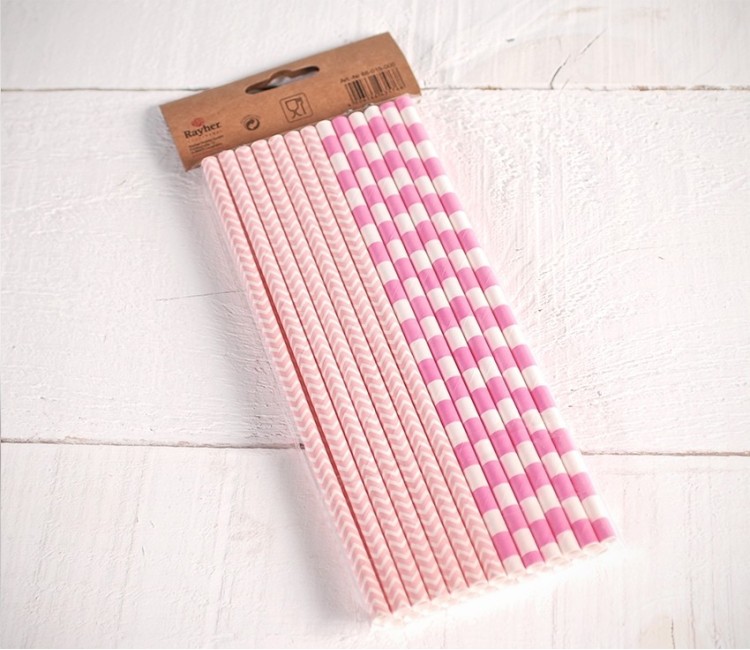Pink Printed Paper Straws Pink Printed Paper Straws