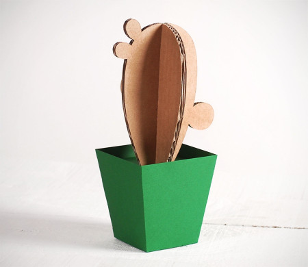Cardboard Cactus, with Colourful Plant Pots!
