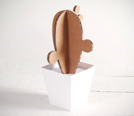 Cardboard Cactus, with Colourful Plant Pots!