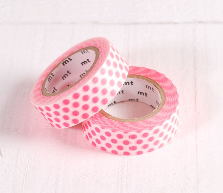 Fluorescent Pink Washi Tape with Spots to Decorate Gifts           