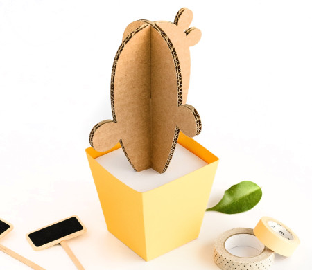 Cardboard Cactus, with Colourful Plant Pots!