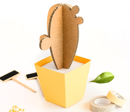 Cardboard Cactus, with Colourful Plant Pots!