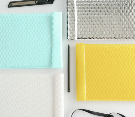Gloss-finish delivery envelopes.