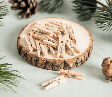 Mini wooden clothes pegs