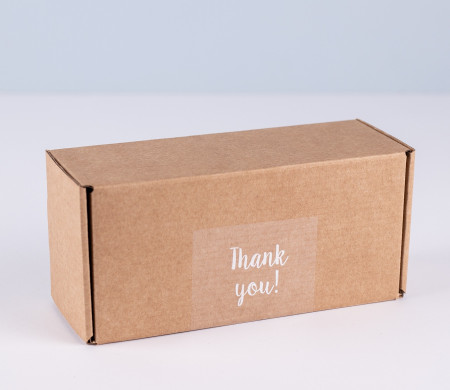 Transparent "Thank you" label for deliveries.