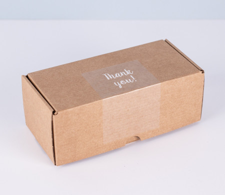 Transparent "Thank you" label for deliveries.