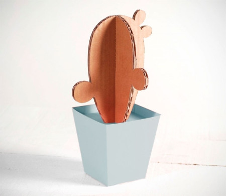 Cardboard Cactus, with Colourful Plant Pots!