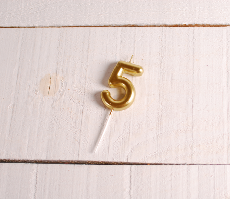 Gold number birthday candles