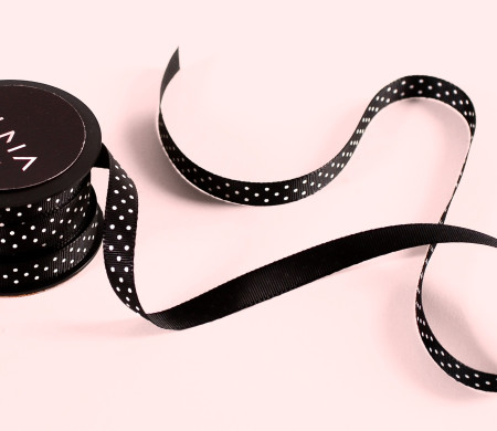 Black and White spotty Grosgrain ribbon