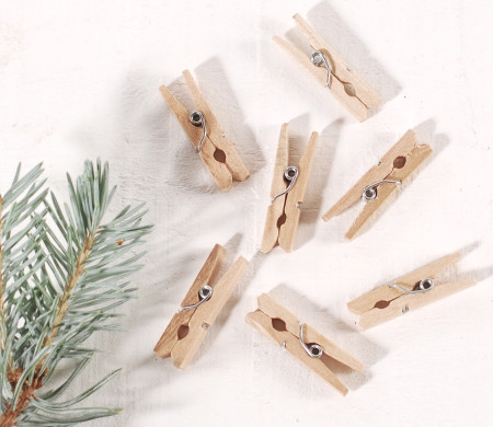 Mini wooden clothes pegs