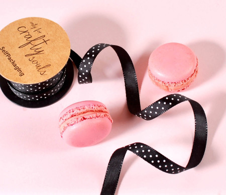 Black and White spotty Grosgrain ribbon