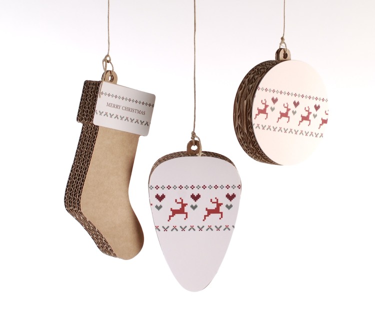 Hanging decoration for the tree made of cardboard. They are also boxes Hanging decoration for the tree made of cardboard. They are also boxes