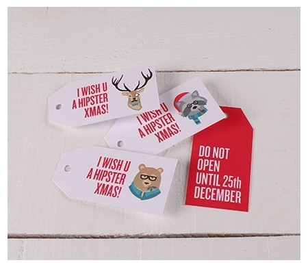 Printed gift tags Hipster Christmas