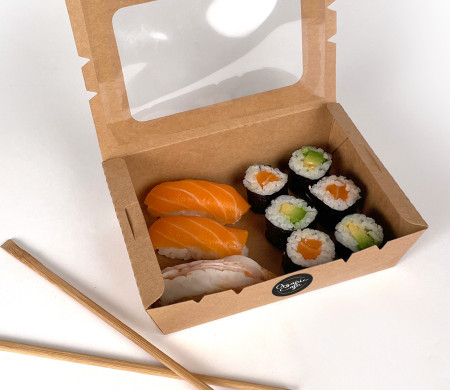 Take away box with window