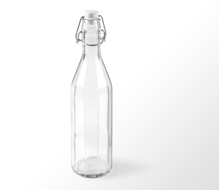 Customizable Glass Bottle for Water With a Lever-type Top
