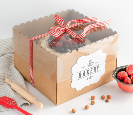 Box for Cakes and Pies, with a Clear Lid