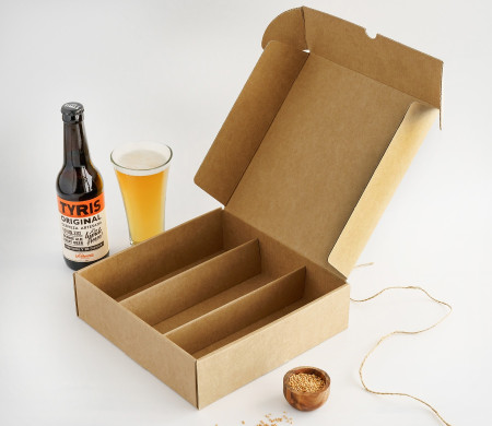 Flat box with beer holder