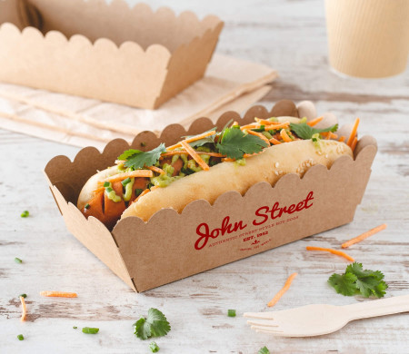Tray for hot dogs and cakes