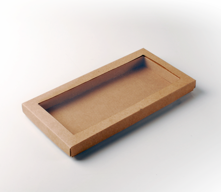 Cardboard box with window for cookies.