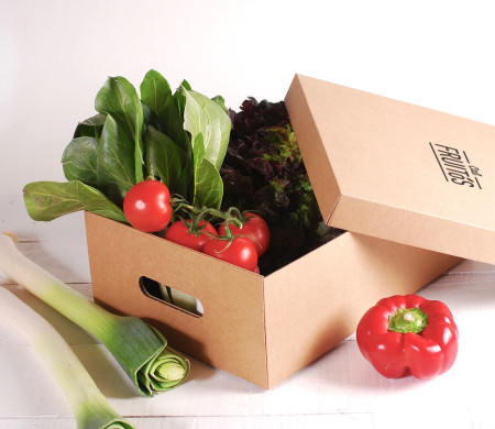Cardboard box with lid for vegetables.