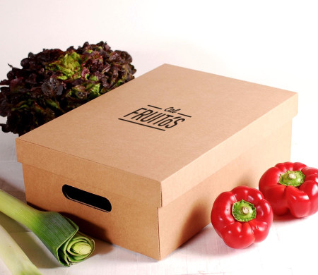 Cardboard box with lid for vegetables.