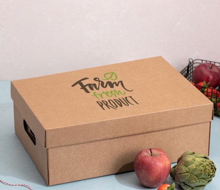 Cardboard box with lid for vegetables.